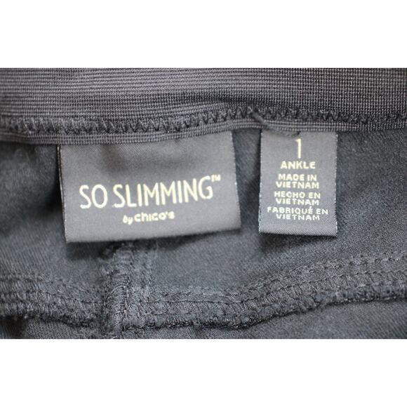 Chico's Jeans Womens Size 1 Black Stretch So Slimming Ankle Waistband High-Rise - Picture 4 of 8